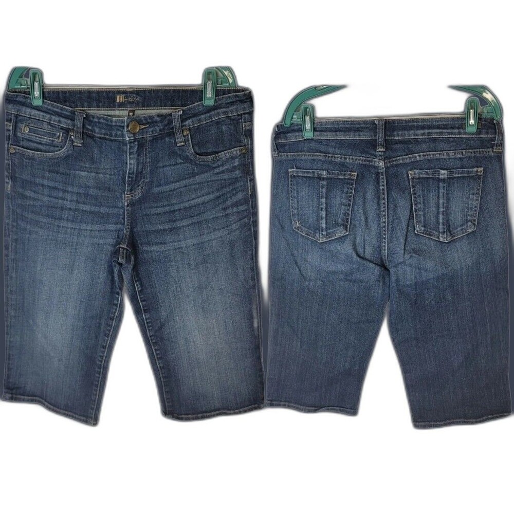 Kut By Cloth Women's Dark Blue Denim Bermuda Shorts - Picture 2 of 13